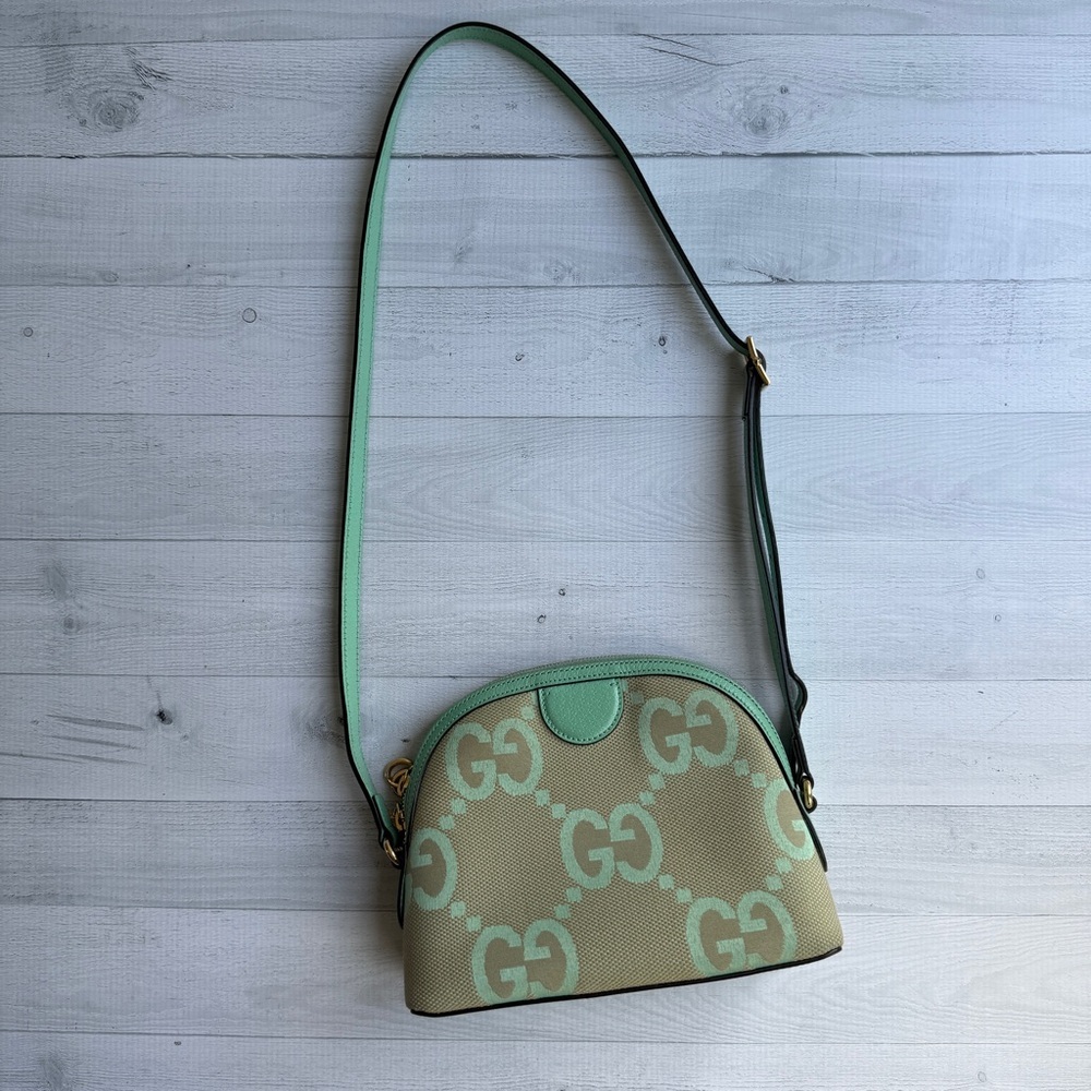 RARE Gucci GG Monogram Ophidia Dome Canvas Shoulder Bag Beige Pepperlight Mint - Picture 5 of 15